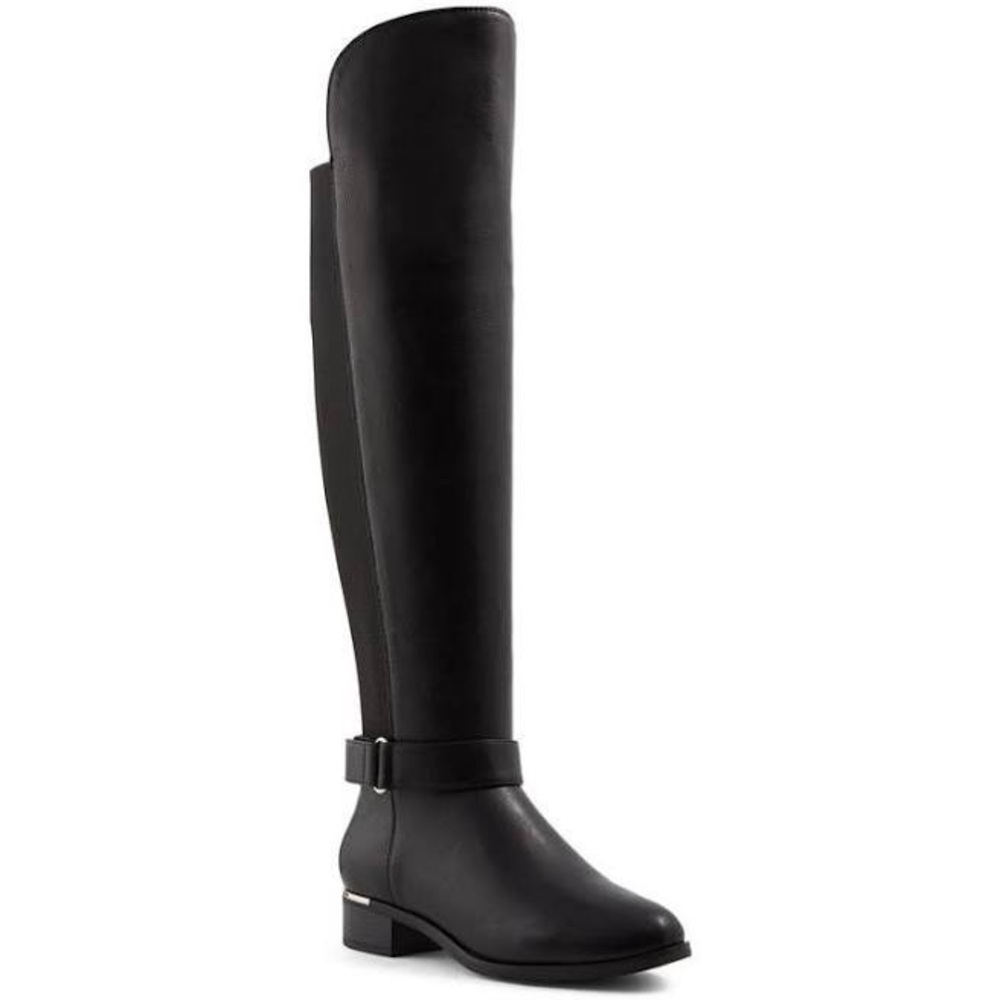 Call It Spring Shoes | Black Knee High Boots With Lower Metal Detail.